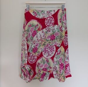 Vintage Y2K Printed Silky Knee Length Skirt Medium